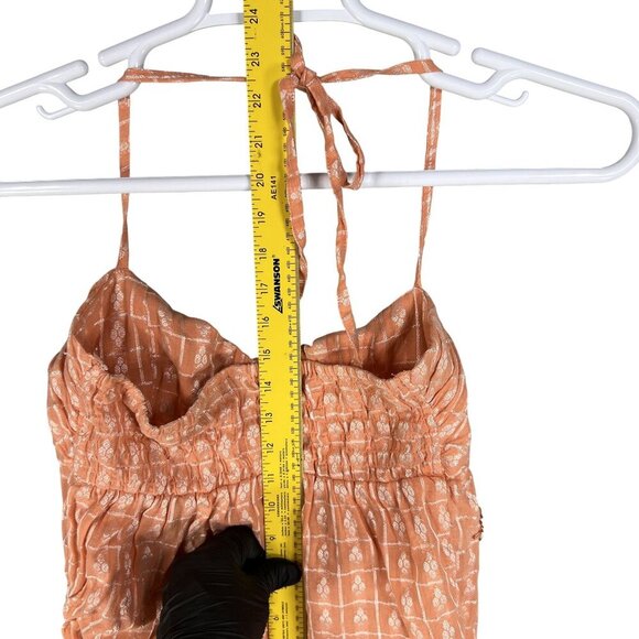 Wet Seal Vintage Womens M Y2K Babydoll Cami Halter Top Peach Floral Embellished - Picture 11 of 15